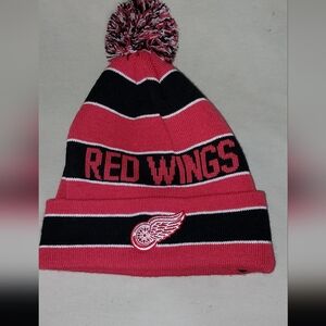Old Time Hockey Red Wings Pom-Pom Beanie - Red and Black